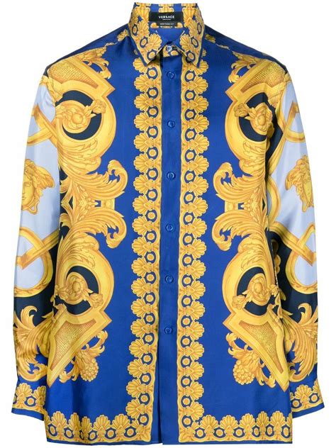 vintage versace baroque shirt|Versace barroco print silk shirt.